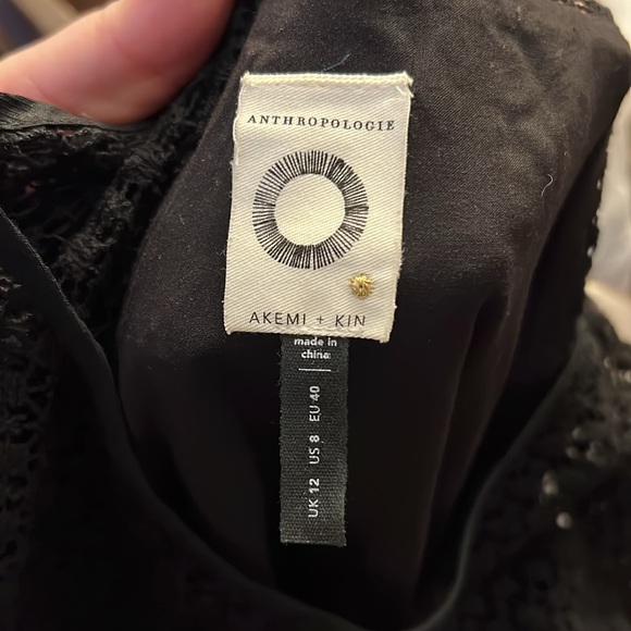 Akemi + Kin Anthropologie Black Maud Embroidered Crochet Floral Shift Dress - Picture 10 of 10